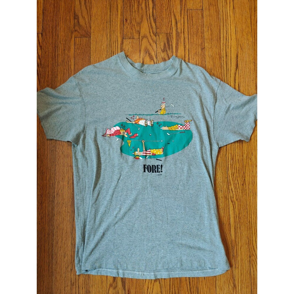 Vintage 1990 Golf T Shirt J Pollard Fore! Cartoon Graphic XL See Measurements